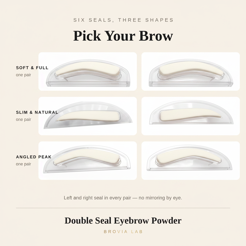 Double Seal Waterproof Eyebrow Powder Compact — 2 Shades + 6 Brow Seals